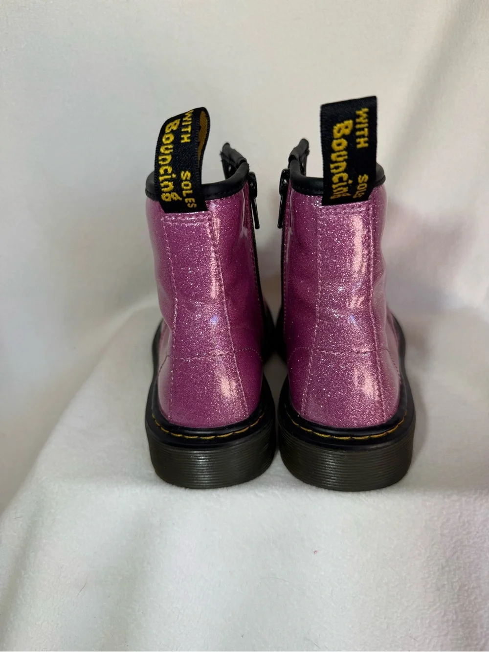 Dr Martens 1460 Glitter J Kids US 2 Pink Glitter Combat Boots EU 33 Zip